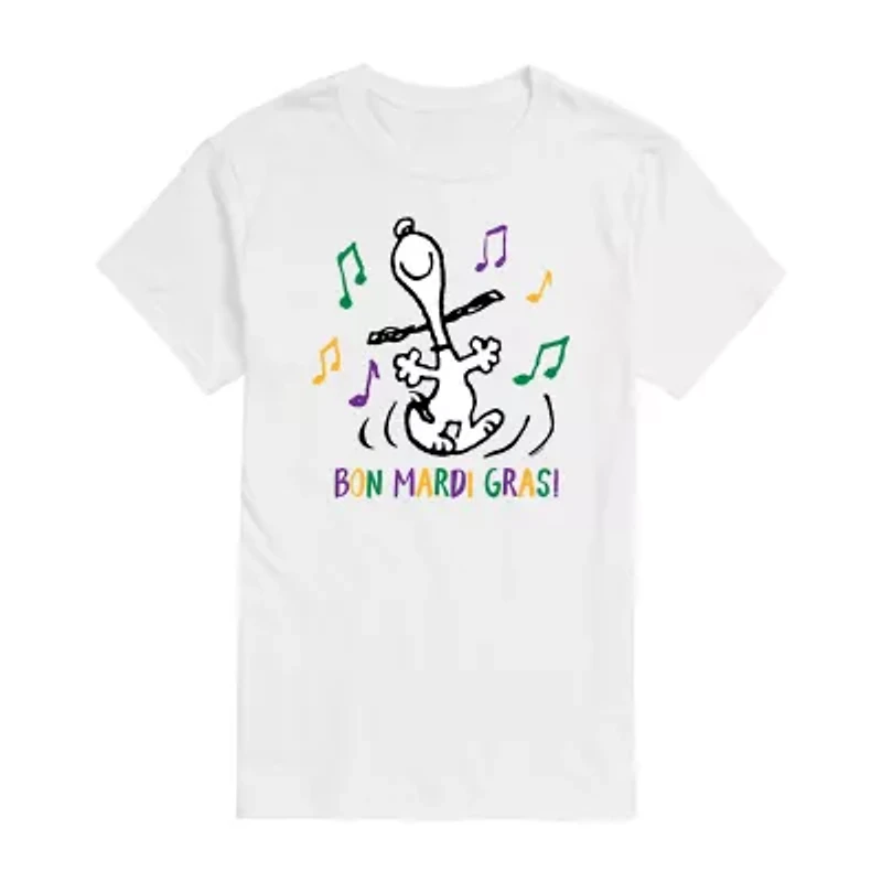 Mens Short Sleeve Peanuts Mardi Gras T-Shirt