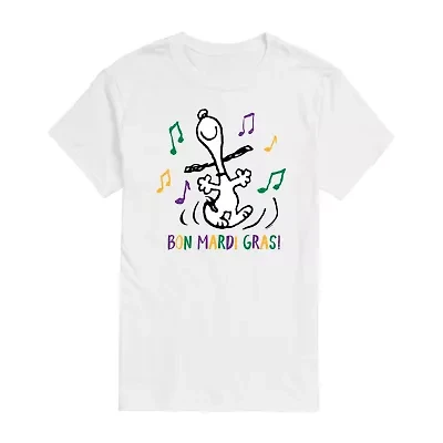 Mens Short Sleeve Peanuts Mardi Gras T-Shirt
