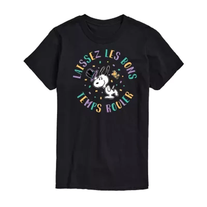 Mens Short SleevePeanuts Mardi Gras Graphic T-Shirt