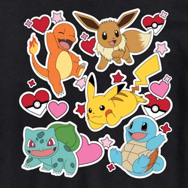 Mens Short Sleeve Pokemon Valentine's Day Graphic T-Shirt