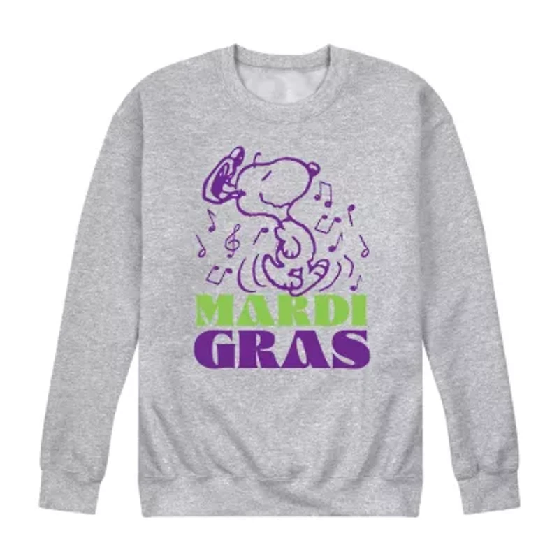Mens Long Sleeve Peanuts Mardi Gras Sweatshirt