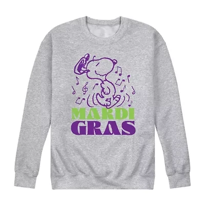 Mens Long Sleeve Peanuts Mardi Gras Sweatshirt