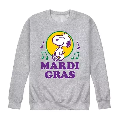 Mens Long Sleeve Peanuts Mardi Gras Sweatshirt