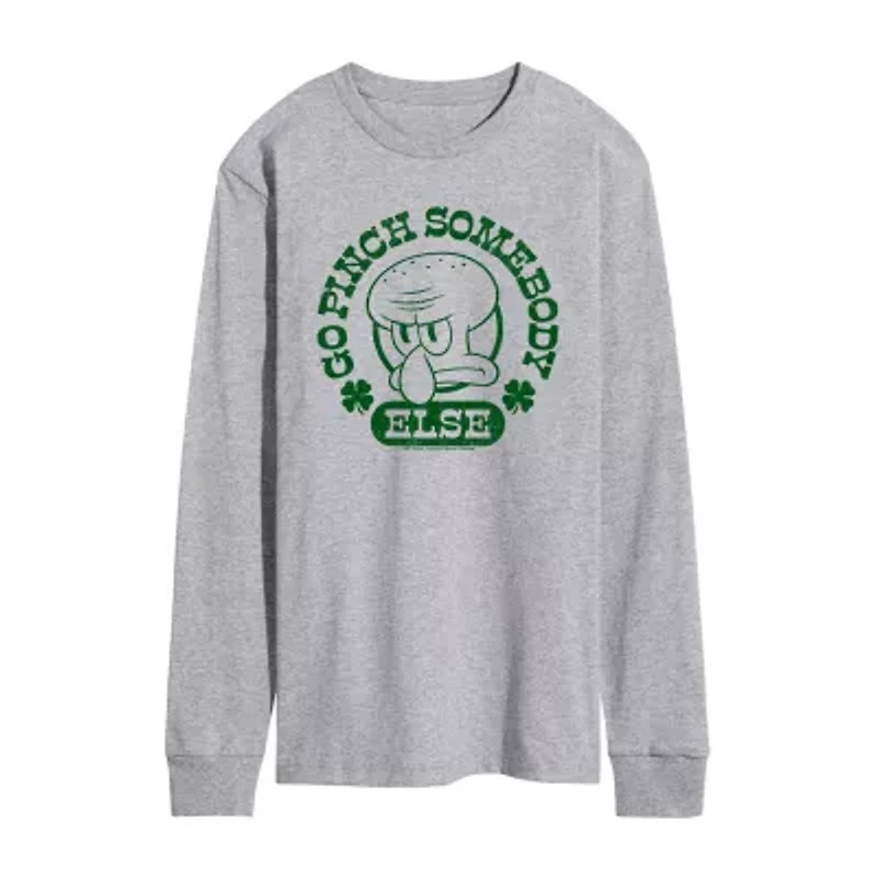 Mens Long Sleeve Spongebob St. Patrick's Day Graphic T-Shirt