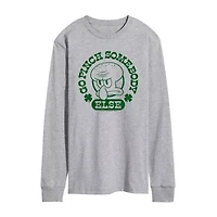 Mens Long Sleeve Spongebob St. Patrick's Day Graphic T-Shirt