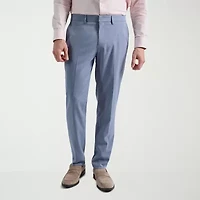 Haggar Smart Wash Tonal Plaid Mens Stretch Fabric Slim Fit Flat Front Suit Pant