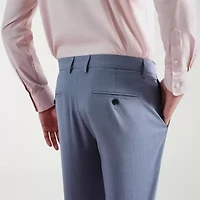 Haggar Smart Wash Tonal Plaid Mens Stretch Fabric Slim Fit Flat Front Suit Pant