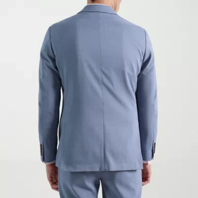 Haggar Smart Wash Tonal Plaid Mens Stretch Fabric Slim Fit Suit Jacket