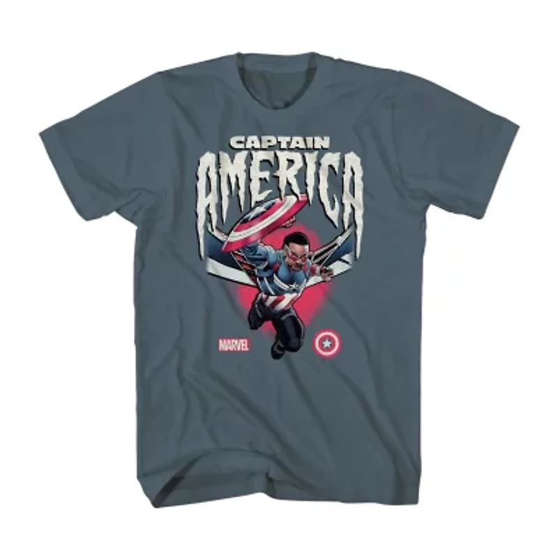 Mens Crew Neck Short Sleeve Regular Fit Captain America Big and Tall Graphic T-Shirt