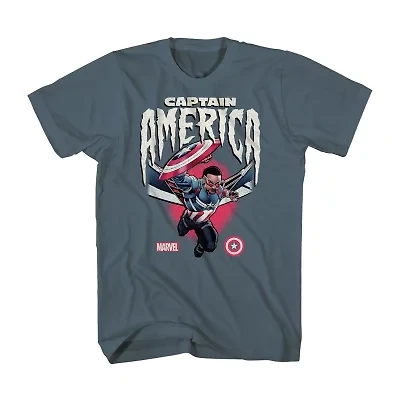 Mens Crew Neck Short Sleeve Regular Fit Captain America Big and Tall Graphic T-Shirt