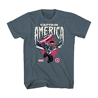 Mens Crew Neck Short Sleeve Regular Fit Captain America Big and Tall Graphic T-Shirt
