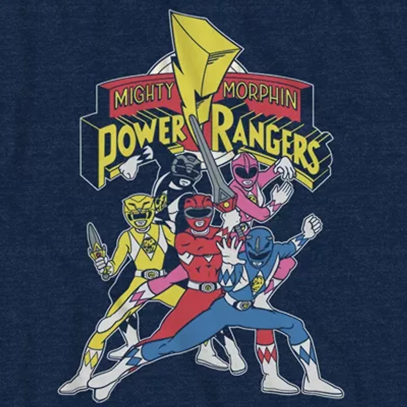 Mens Crew Neck Short Sleeve Regular Fit Power Rangers Big and Tall Graphic T-Shirt