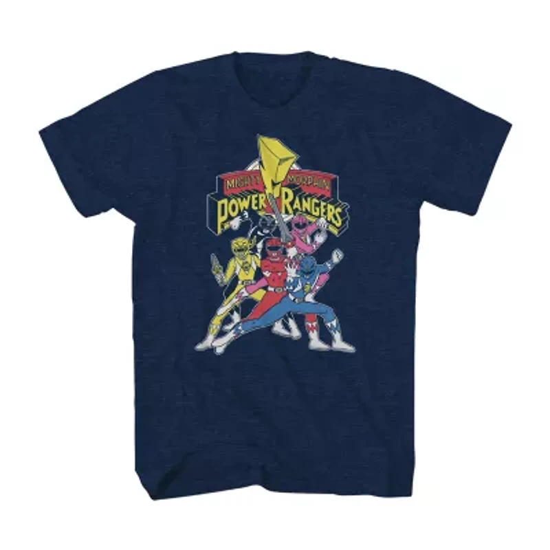 Mens Crew Neck Short Sleeve Regular Fit Power Rangers Big and Tall Graphic T-Shirt