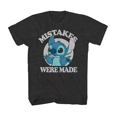 Mens Crew Neck Short Sleeve Regular Fit Lilo & Stitch Big and Tall Graphic T-Shirt