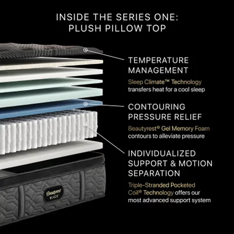 Beautyrest Black® Series One 14.5" Plush Pillow Top - Mattress + Adjustable Base