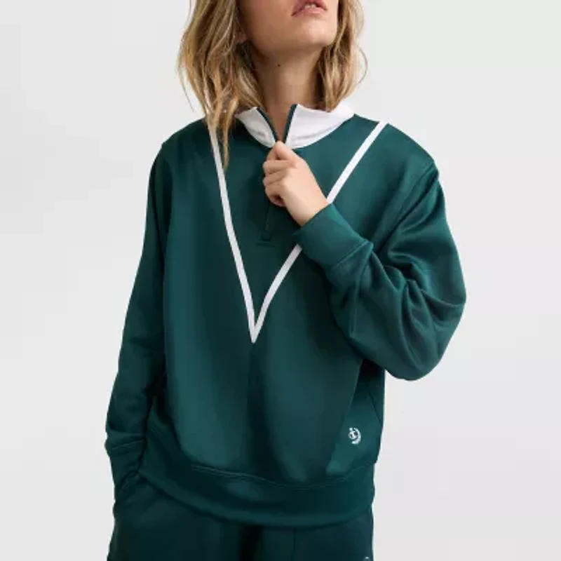 Champion Womens Mock Neck Long Sleeve Active Quarter-Zip Pullover