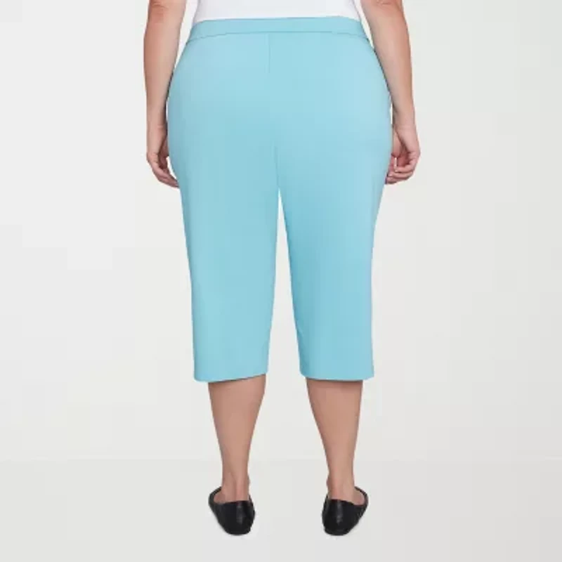 Alfred Dunner Classics Womens Stretch Fabric Slim Mid Rise Plus Capri Pant
