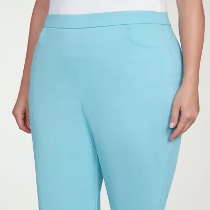Alfred Dunner Classics Womens Stretch Fabric Slim Mid Rise Plus Capri Pant
