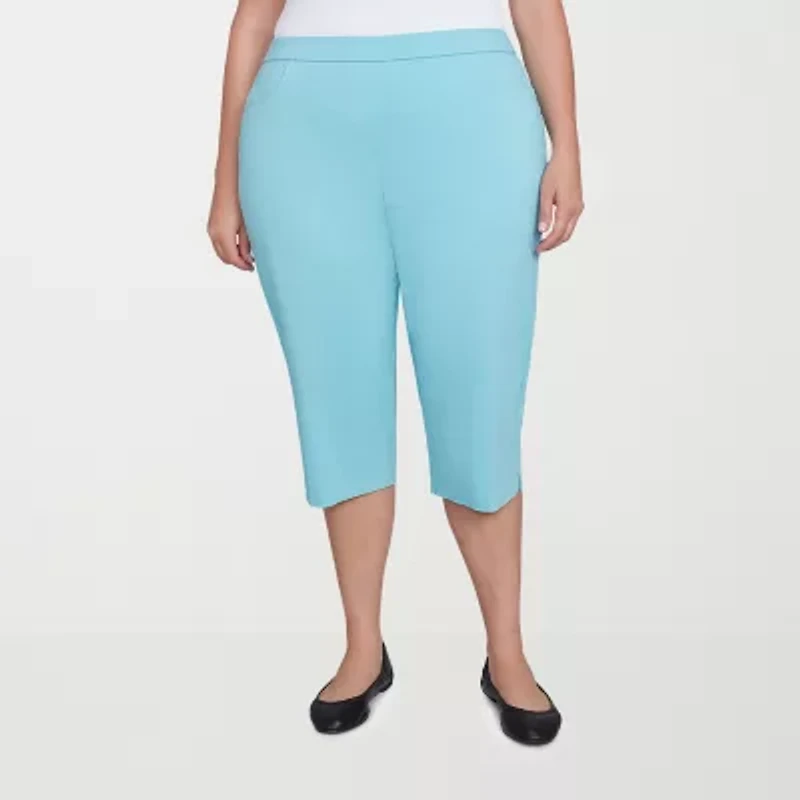 Alfred Dunner Classics Womens Stretch Fabric Slim Mid Rise Plus Capri Pant