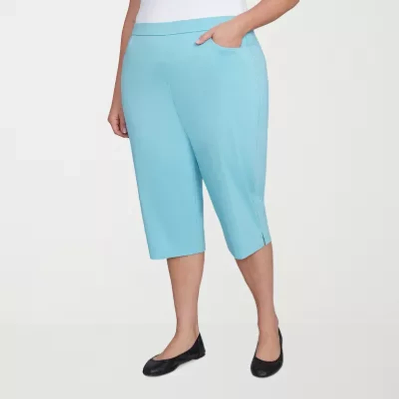Alfred Dunner Classics Womens Stretch Fabric Slim Mid Rise Plus Capri Pant