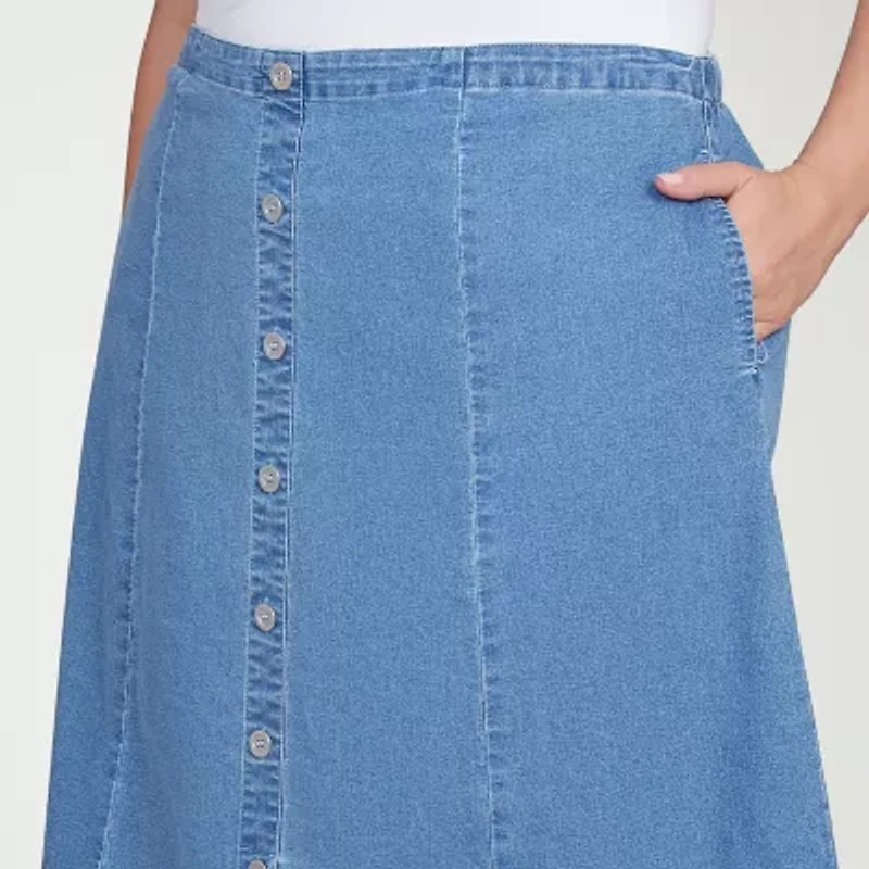 Alfred Dunner Classics Womens Denim Skirt Plus