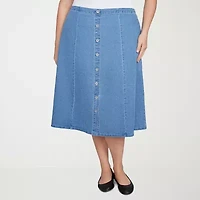 Alfred Dunner Classics Womens Denim Skirt Plus