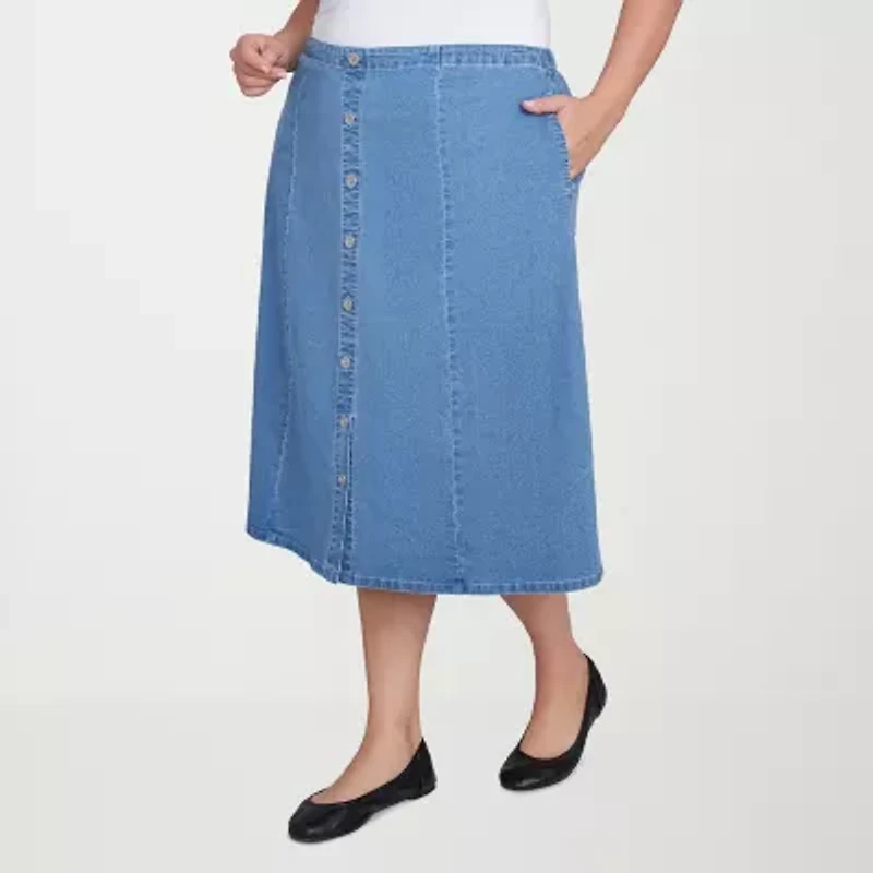 Alfred Dunner Classics Womens Denim Skirt Plus