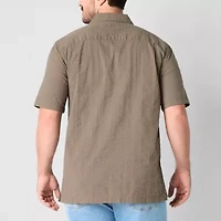 mutual weave Textured Camp Mens Short Sleeve Classic Fit Big and Tall Button-Down Shirt