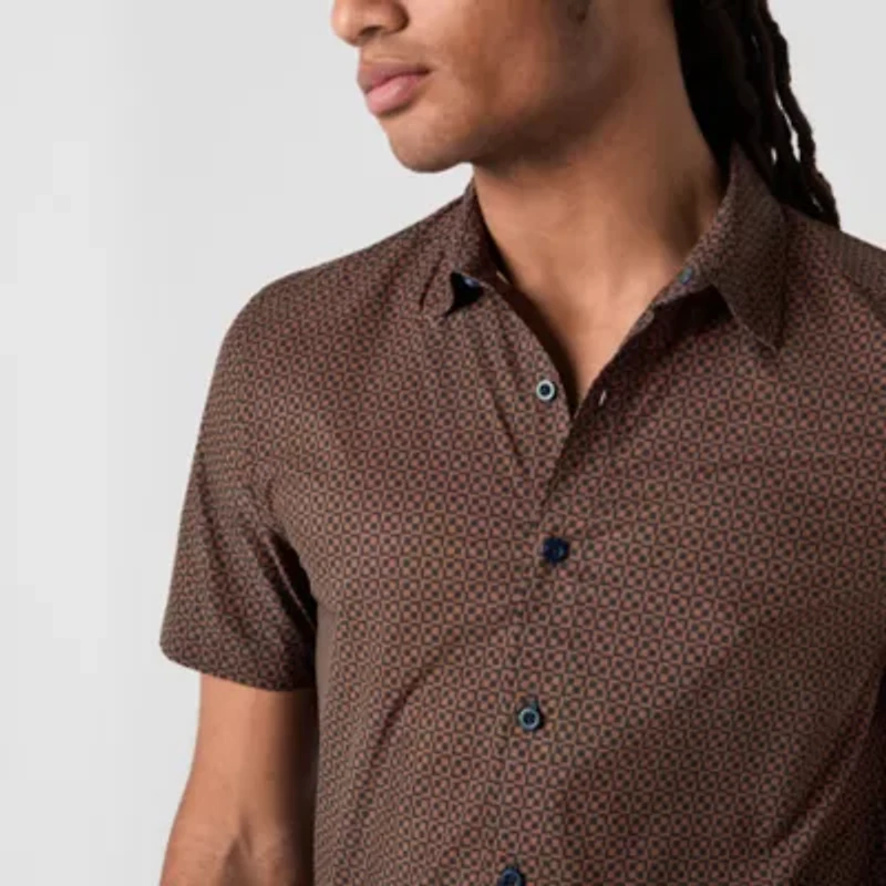 Stylus Mens Short Sleeve Regular Fit Button-Down Shirt