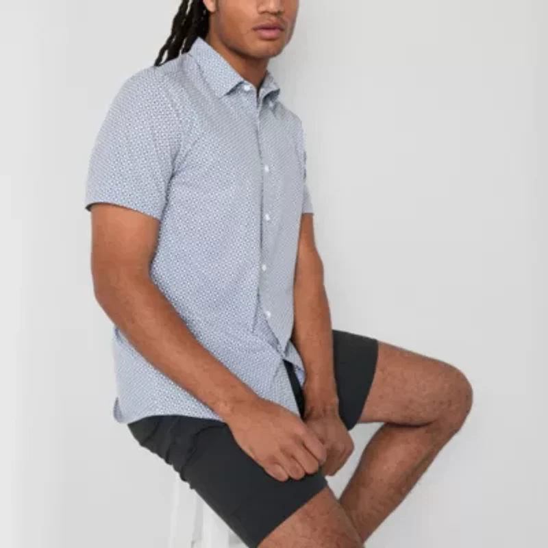 Stylus Mens Short Sleeve Regular Fit Button-Down Shirt