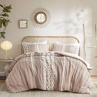 INK+IVY Imani 3pc Cotton Printed Duvet Cover Set w/ Chenille