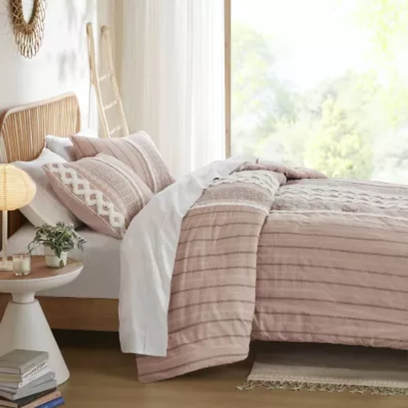 INK+IVY Imani 3pc Cotton Printed Duvet Cover Set w/ Chenille