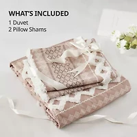 INK+IVY Imani 3pc Cotton Printed Duvet Cover Set w/ Chenille