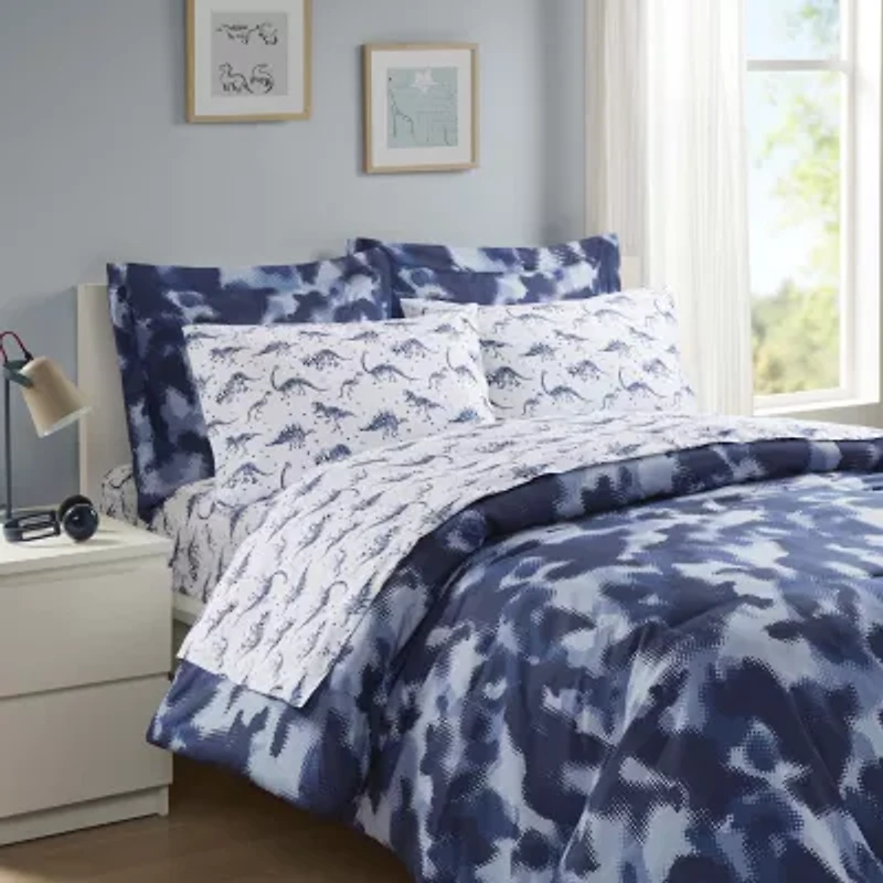 INK+IVY Kids Austin Blue Camo Complete Bedding Set with Sheets