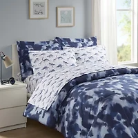 INK+IVY Kids Austin Blue Camo Complete Bedding Set with Sheets