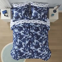 INK+IVY Kids Austin Blue Camo Complete Bedding Set with Sheets