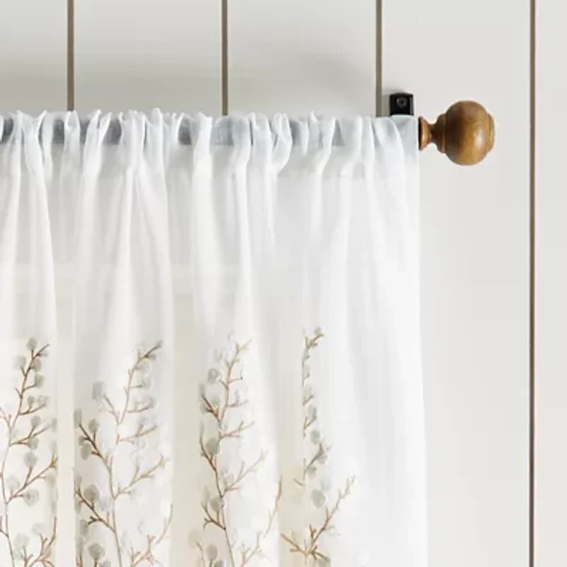 Martha Stewart Georgia Rod Pocket Embroidered Light-Filtering Set of 2 Curtain Panel