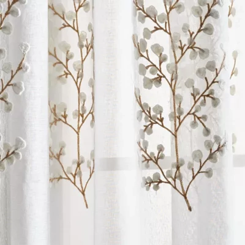 Martha Stewart Georgia Rod Pocket Embroidered Light-Filtering Set of 2 Curtain Panel