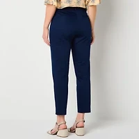 Liz Claiborne Emma Emma Cotton Sateen Womens Ankle Mid Rise Ankle Pant