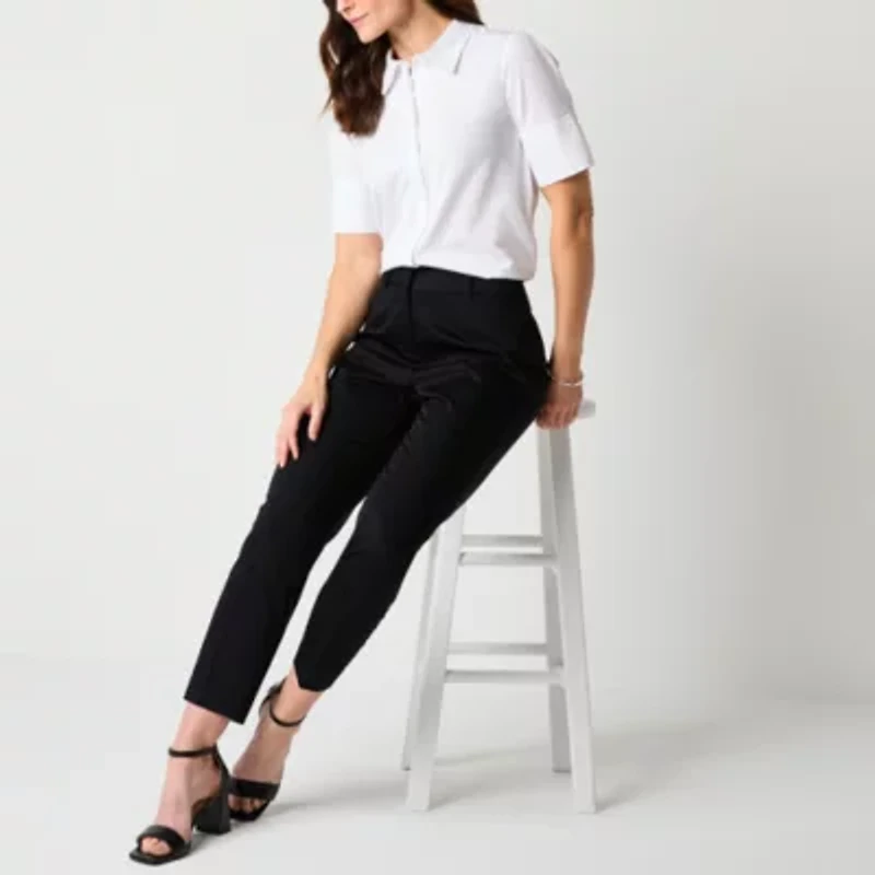 Liz Claiborne Emma Cotton Sateen Womens Ankle Mid Rise Pant
