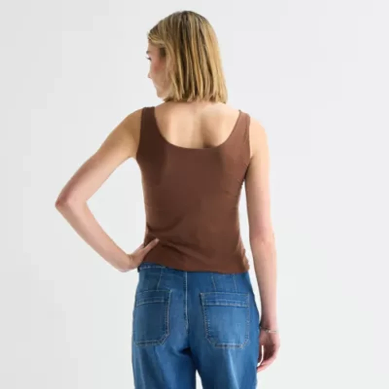 a.n.a Double Layer Womens U Neck Sleeveless Tank Top