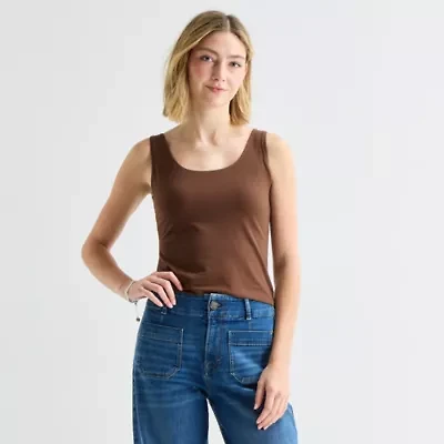 a.n.a Double Layer Womens U Neck Sleeveless Tank Top