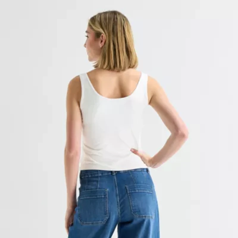 a.n.a Double Layer Womens U Neck Sleeveless Tank Top