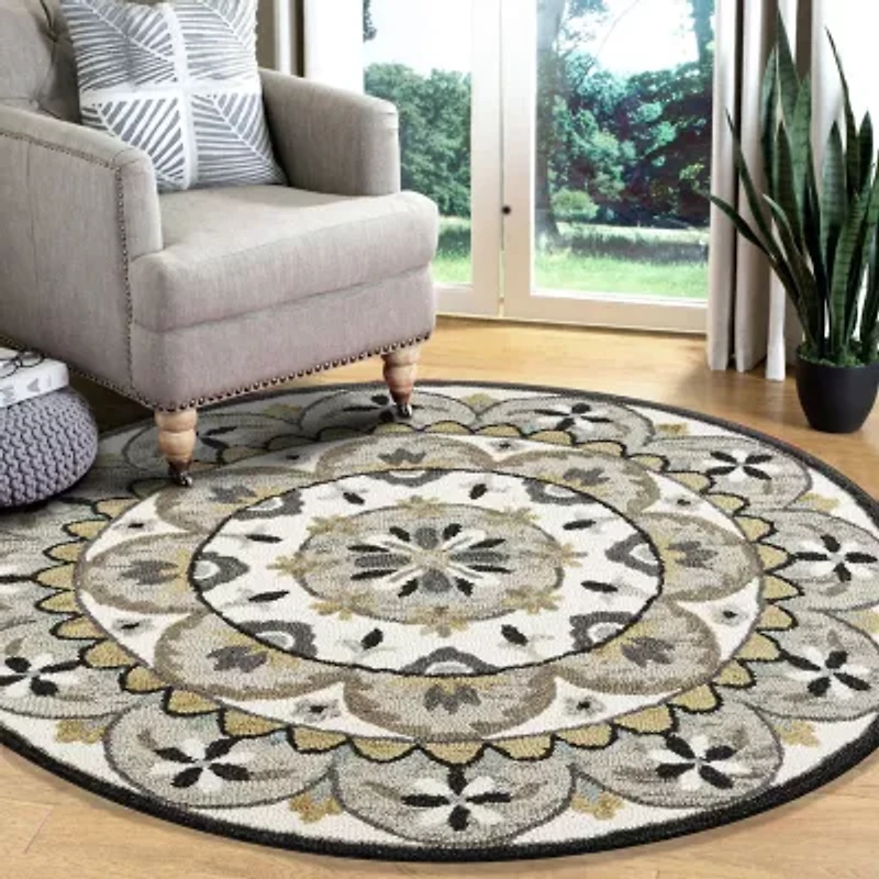 Daisy Dia Floral Hand Tufted Indoor Round Area Rug