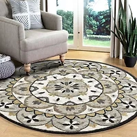 Daisy Dia Floral Hand Tufted Indoor Round Area Rug