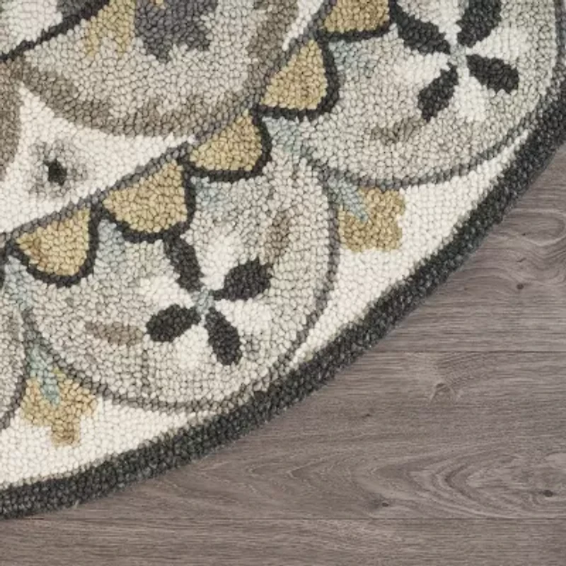 Daisy Dia Floral Hand Tufted Indoor Round Area Rug