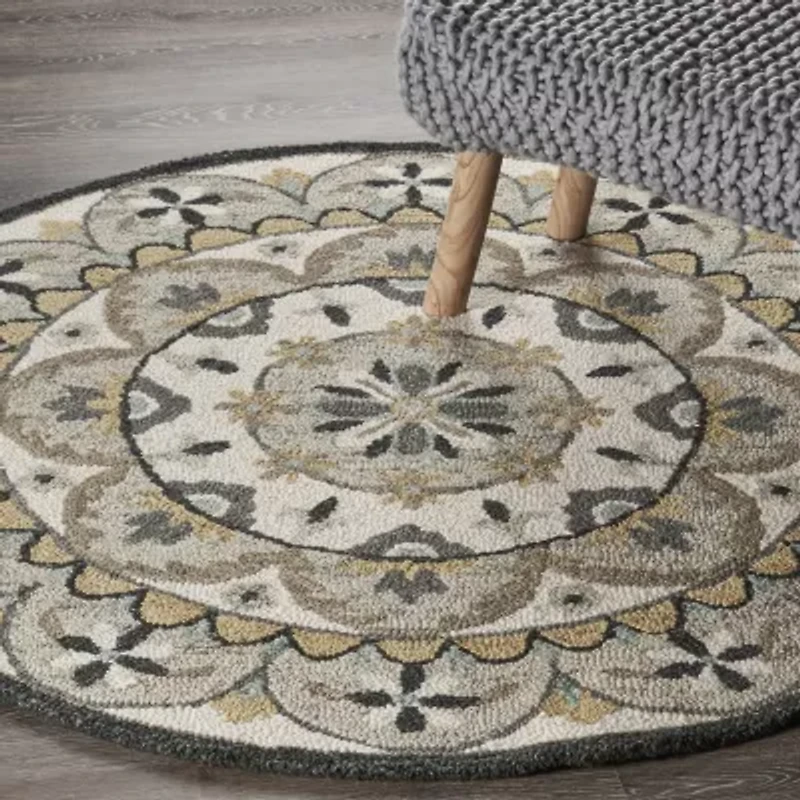 Daisy Dia Floral Hand Tufted Indoor Round Area Rug