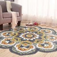 Daisy Bel Floral Hand Tufted Indoor Round Area Rug
