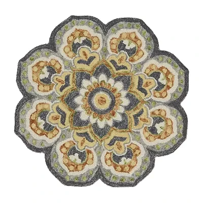 Daisy Bel Floral Hand Tufted Indoor Round Area Rug