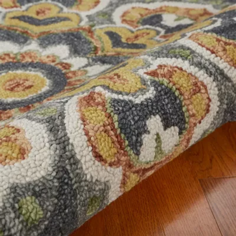 Daisy Bel Floral Hand Tufted Indoor Round Area Rug